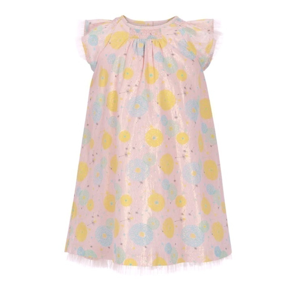 EUC LeBig Blossom Metallic Gold Dress Size 5/6